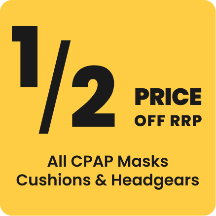 half price discount on CPAP masks, cushions, and headgears